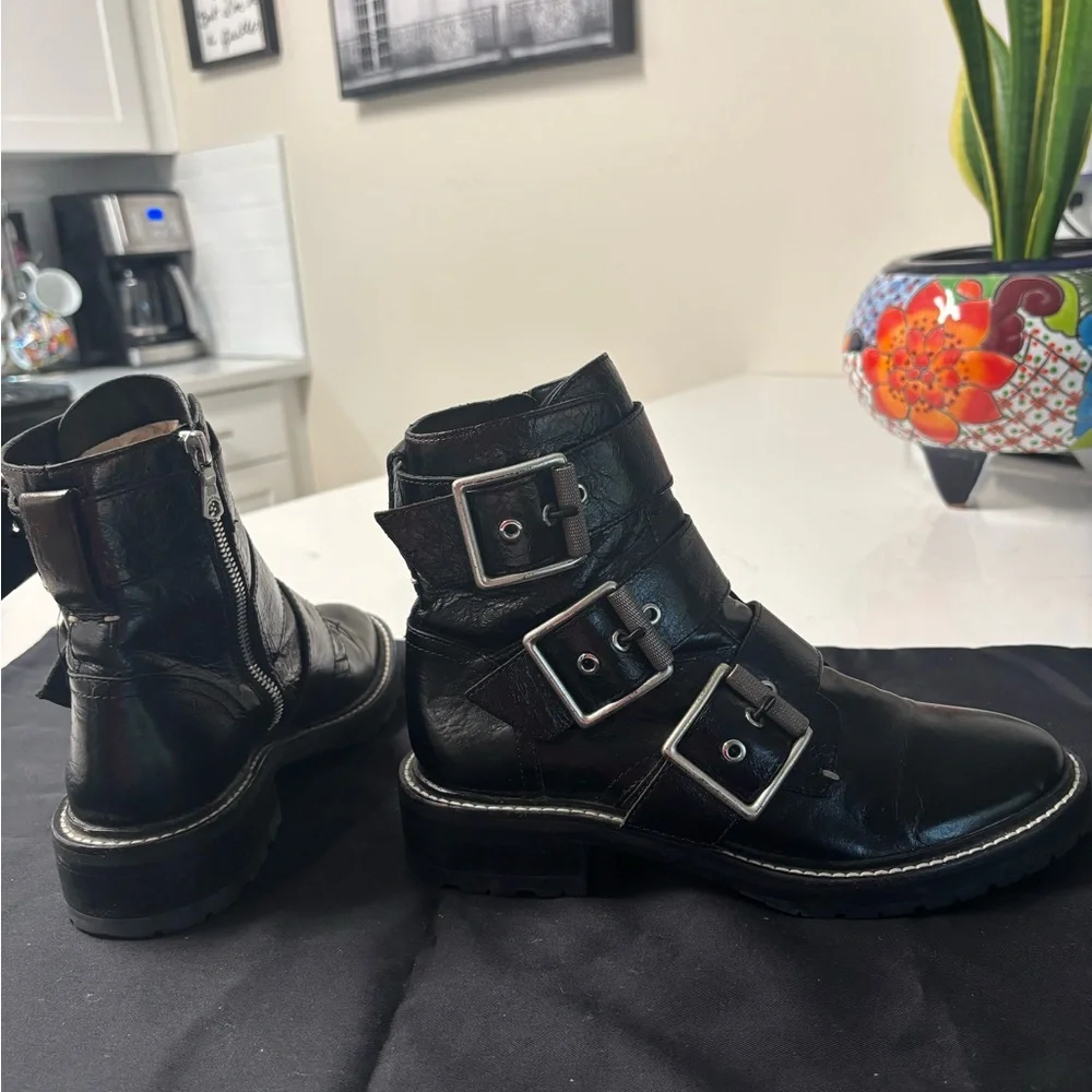 rag & bone Black Triple Buckle Combat Boots - Picture 8 of 10